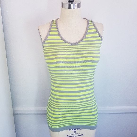 🌸 Athleta | Stripe Neon‎ Grey Tank XS - Picture 1 of 7